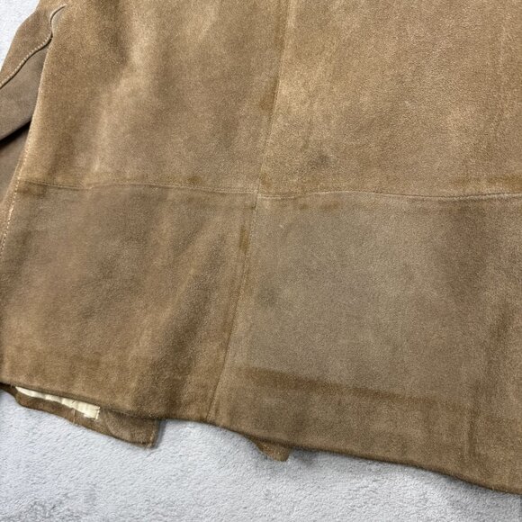 Vintage Suede Leather Jacket Open Front Western Tan Distressed Sz 12 Argentina - Picture 9 of 12
